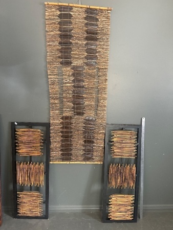 3 x Bamboo & Dried Vine Wall Hangings