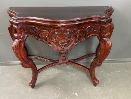 Carved Dark Stained Console/Side Table