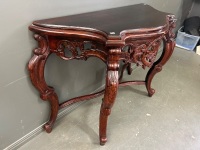 Carved Dark Stained Console/Side Table - 2