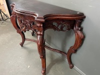 Carved Dark Stained Console/Side Table - 3