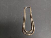 Antique 2 Strand Pearl Necklace with Impressed "Sterling Silver" Mark on Diamonte Clasp c 1880's - 3