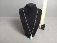 Aquamarine Gold-tone Tear-drop Pendant (unused) - 4