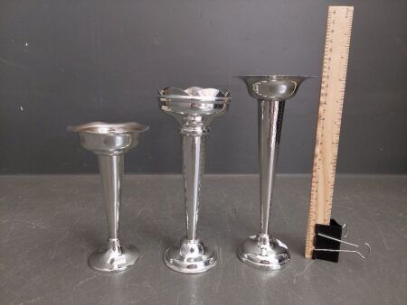 Set of 3 Vintage Graduated Silver Plated cases C. 1940s