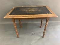Antique French Oak Table/Desk on Turned Legs - 2