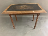 Antique French Oak Table/Desk on Turned Legs - 3