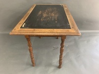 Antique French Oak Table/Desk on Turned Legs - 4