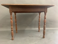 Antique French Oak Table/Desk on Turned Legs - 6