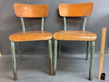 Pair of Vintage French School Chairs