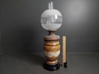 Brown Ceramic Kerosene Lamp with Frosted Glass