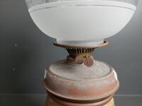 Brown Ceramic Kerosene Lamp with Frosted Glass - 3