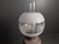 Brown Ceramic Kerosene Lamp with Frosted Glass - 5