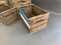 Collection of 4 Vintage French Apple Crates - Some with Printing - 2