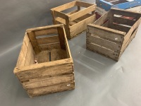 Collection of 4 Vintage French Apple Crates - Some with Printing - 3