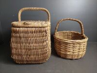 2 Large Cane Baskets - 2