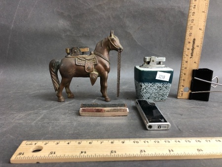 Collection of Vintage Lighters inc. Brass Horse
