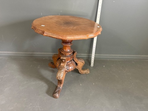 Small Round Side Table with Carved Legs