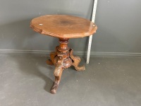 Small Round Side Table with Carved Legs