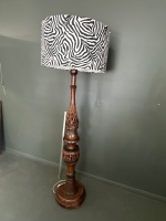 Talll Heavy Hand Carved Wooden Floor Lamp - 2