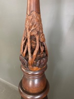 Talll Heavy Hand Carved Wooden Floor Lamp - 3