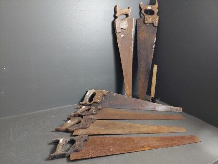 6 assorted vintage hand saws