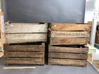 Collection of 4 Vintage French Apple Crates - Some with Printing - 2