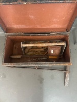 Metal trunk with various tools and galvanised tool box - 2