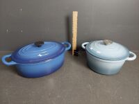 2 Heavy Cast Iron Casserole Dishes