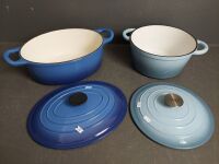 2 Heavy Cast Iron Casserole Dishes - 2