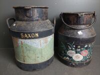 2 painted cream/milk cans - Saxon, Enterprise with brass name plaque - 3