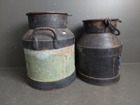 2 painted cream/milk cans - Saxon, Enterprise with brass name plaque - 4