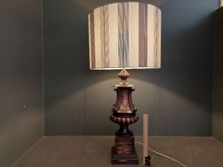 Large Wooden Carved Table Lamp