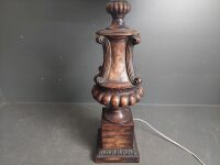 Large Wooden Carved Table Lamp - 2