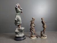 Three Bronze Look Statues - 5