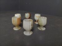 6 x Alabaster Goblets - 3