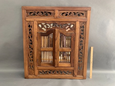 Balinese Carved Teak Gated Mirror