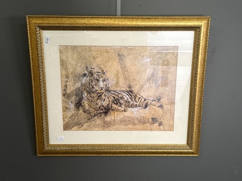 Tiger Print in Guilded Frame