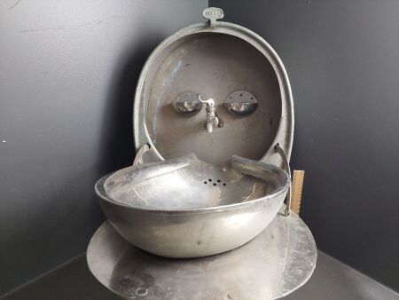 Vintage rail carriage stainless steel wash unit - wall mounting