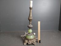 Jade Look with Brass Table Lamp