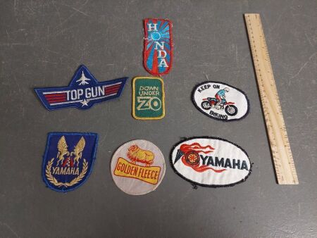 7 Collectable Fabric Patches inc. Golden Fleece, Yamaha, Honda, Top Gun