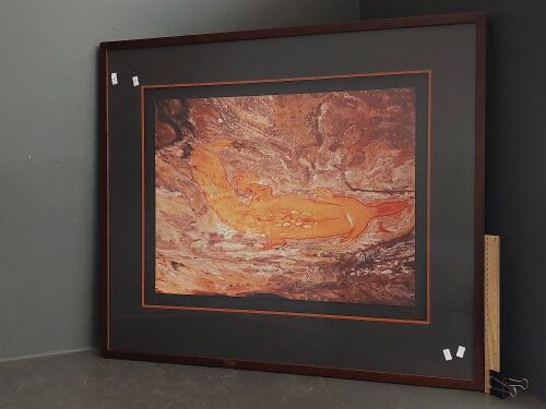 Large Aboriginal Print of The Kimberleys Rock Art of Crocodile is liceneced