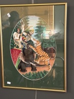 Water Colour painting of Tiger Hunt pre 1930 purchase from Hugo Gallery before closure - 2