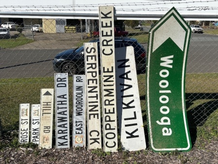 Assortment of road/street signs - mostly old Kilkivan Shire