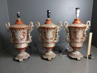 Three Greek Style Table Lamps