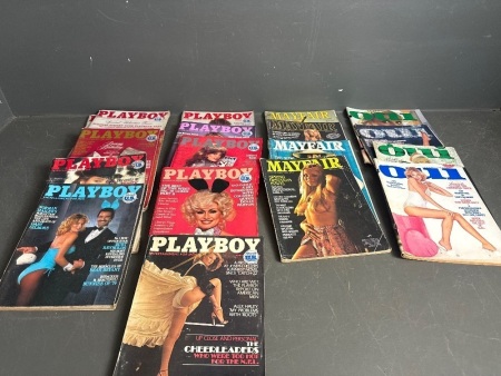 Selection of Vintage Playboy, Mayfair & Oui Magazines