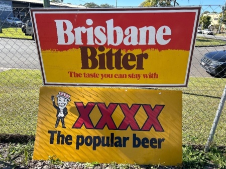 2 large printed tin beer signs - Brisbane Bitter and XXXX