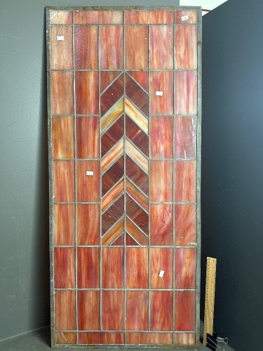 Coral Coloured Stain Glass Panel