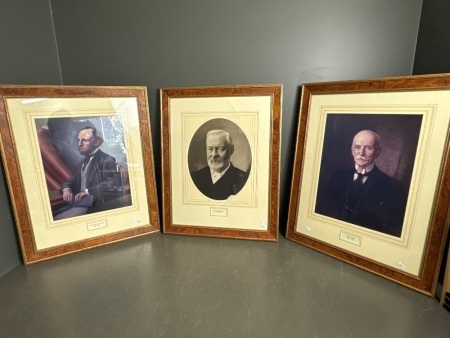 3 x Framed Politician Potrait Prints - Alfred Brooks Malleson, Montague Consett Stephen & Alfred E Jaques