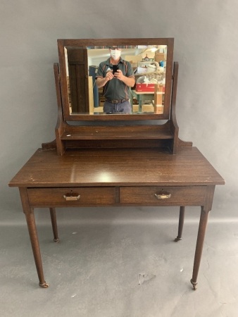 Edwardian Mahogany Dresser with Swing Bevelled MirrorÂ  & Original Castors