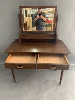 Edwardian Mahogany Dresser with Swing Bevelled MirrorÂ  & Original Castors - 2