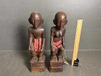 Pair Hand Carved Rice Gods